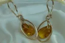 Russian Soviet silver rose gold plated 925 Amber earrings veab004